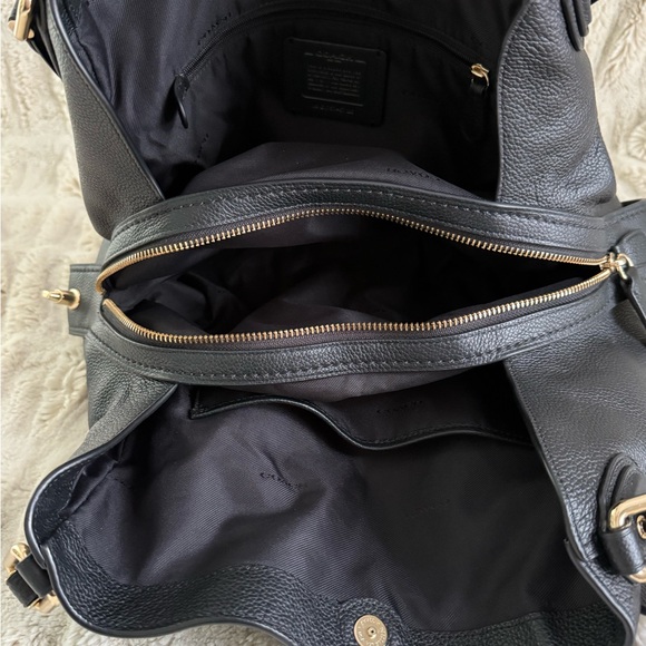 Coach Black Leather Shoulder Bag with Gold Accents - Picture 7 of 9